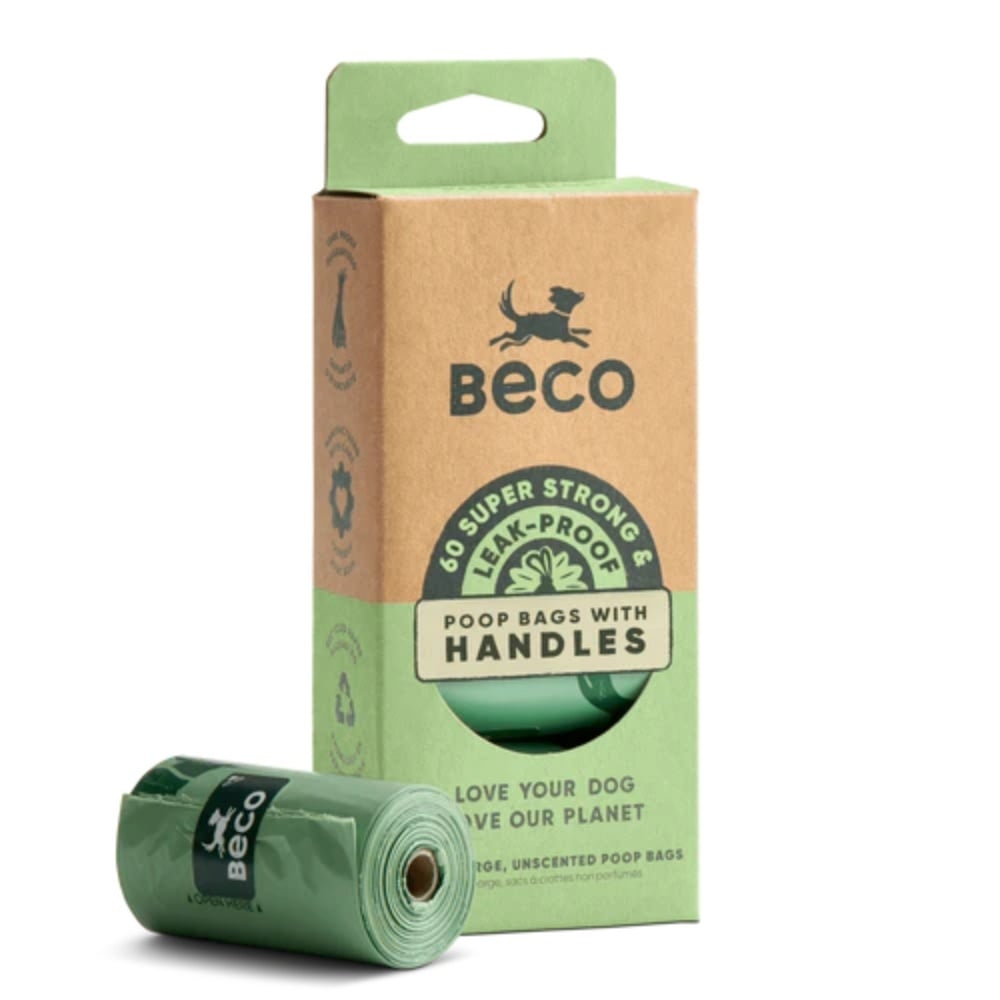 Beco - Poop Bags Recycled - Unscented - Handles on a roll (60)