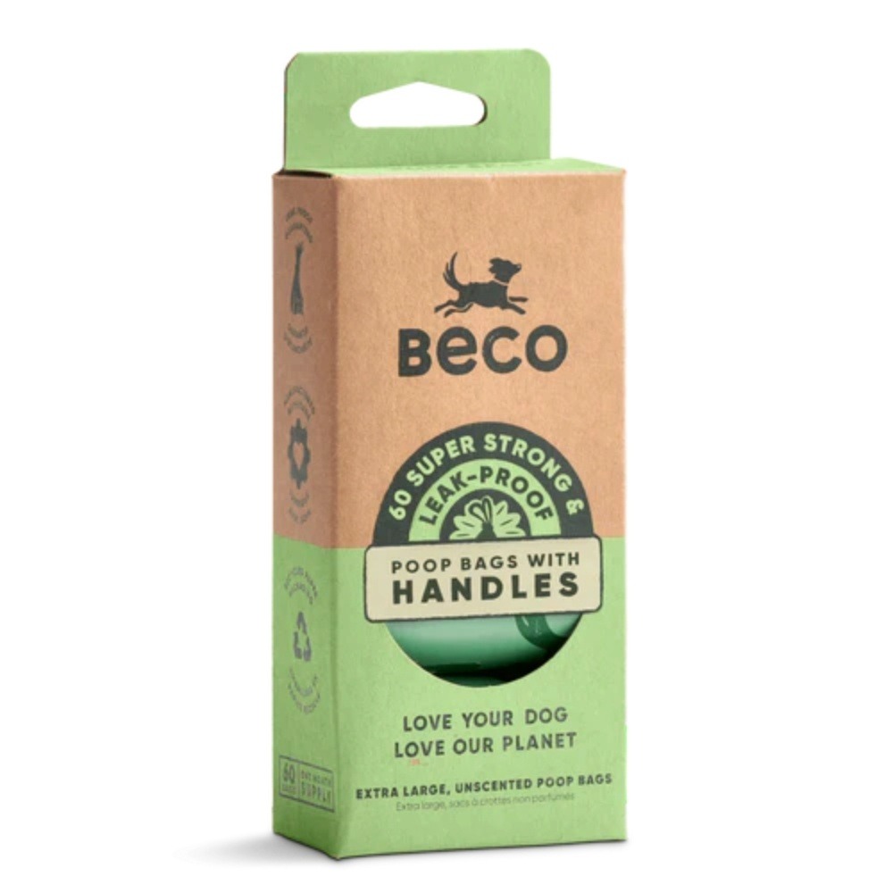 Beco - Poop Bags Recycled - Unscented - Handles on a roll (60) - Afbeelding 2