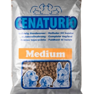 Zak Cenaturio Medium hondenvoer, speciaal geformuleerd voor volwassen honden, ter ondersteuning van hun dagelijkse energiebehoefte en algehele welzijn.