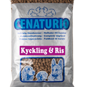 Zak Cenaturio hondenvoer met de smaak Kyckling & Ris (Kip & Rijst), een volledige en uitgebalanceerde maaltijd voor volwassen honden.
