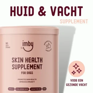Imby - Skin Health Supplement voor honden - 270 g Imby Skin Health Supplement voedt de huid van honden en voorkomt uitdroging. Het bevordert een glanzende vacht en stimuleert de algehele immuniteit.
