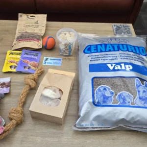Compleet puppypakket op maat met Cenaturio Valp brokken, Smuldier vers vlees, Carniwell snacks en speeltjes. Af te halen bij Hondenvoer en meer in Apeldoorn.